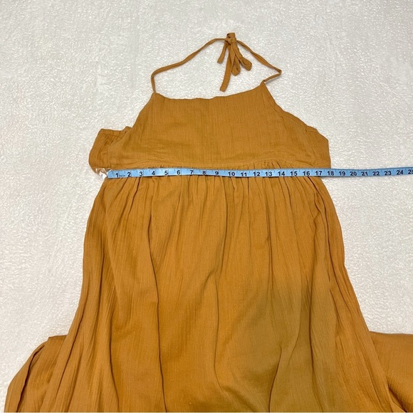 House of Harlow 1960 Mustard Yellow Halter Tie Hippie Boho Summer Maxi Dress S - Picture 7 of 13